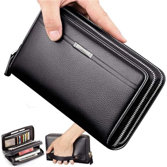 Mens Wallet Long Purse Leather Clutch Large Business Handbag Phone Card Holder